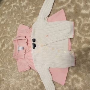 Ralph Lauren baby girl shirt dress and cardigan